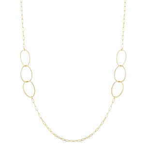 Oval Link Long Necklace - Gold